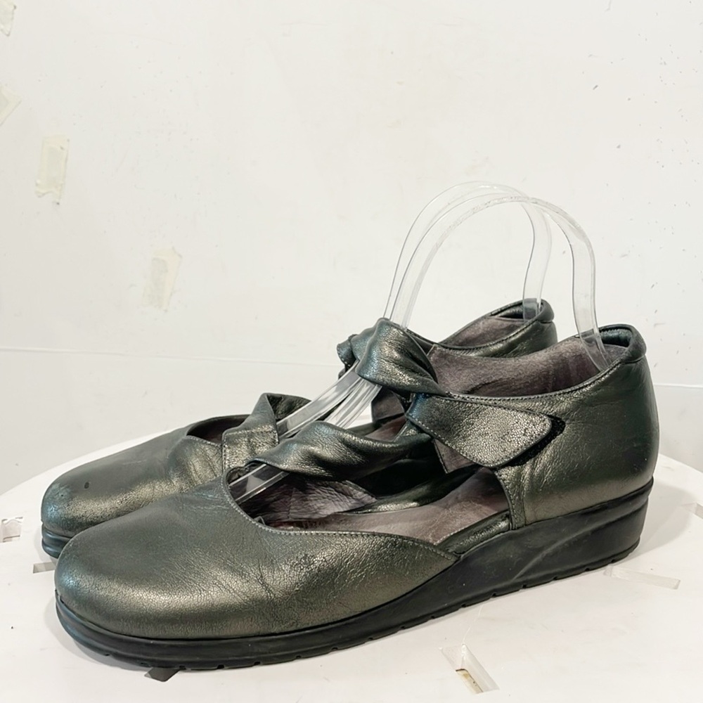 BeautiFeel Womens Pleasure Wedge Metallic Green Genuine Leather Sz‎ 40 US 9.5